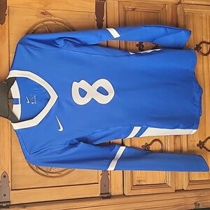 TAV Logo Nike Volleyball women's Long sleeve Top Athletic Sports #8 V-neck Blue